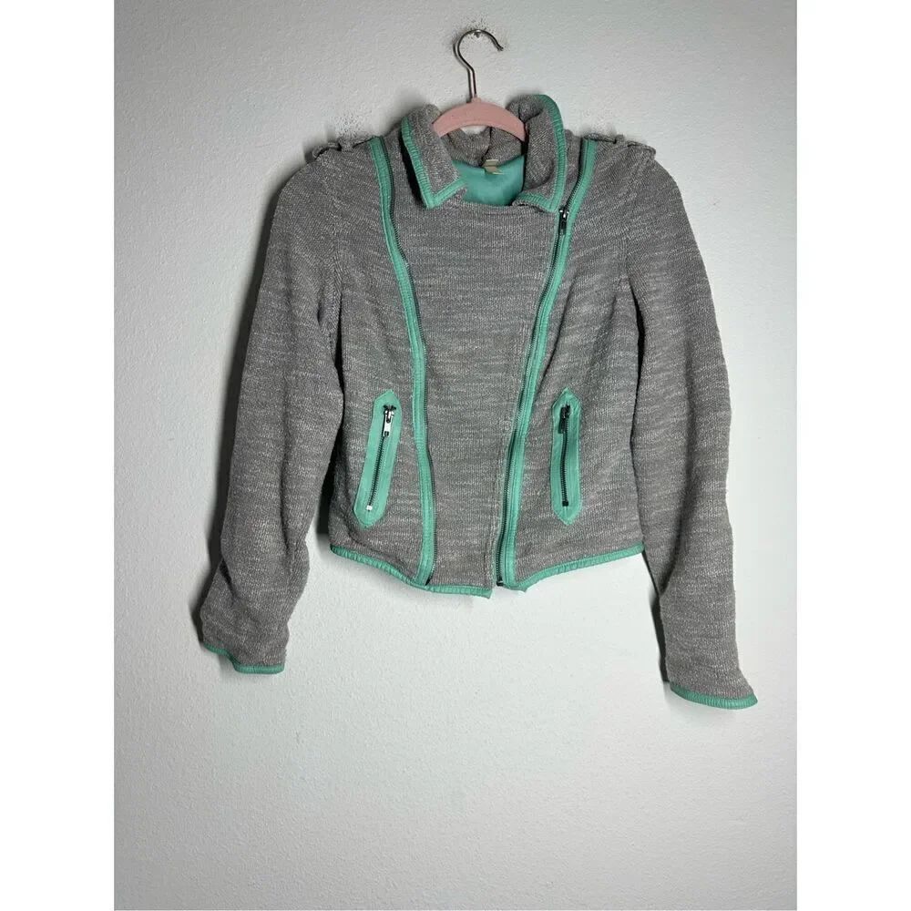 XHILARATION Bomber Jacket Lined Really Nice Sea foam Green Grey Sz S